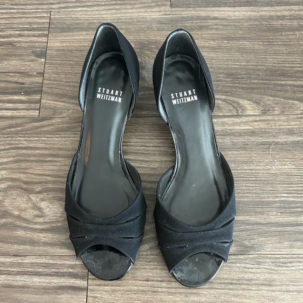 Stuart Weitzman Black Peep-Toe Heels